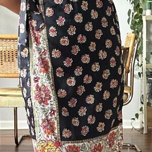 Ann Taylor Black Floral Mini Skirt